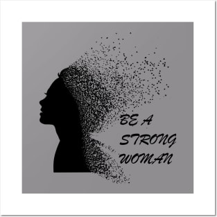 Be a strong woman t shirt black typography with woman photo Posters and Art